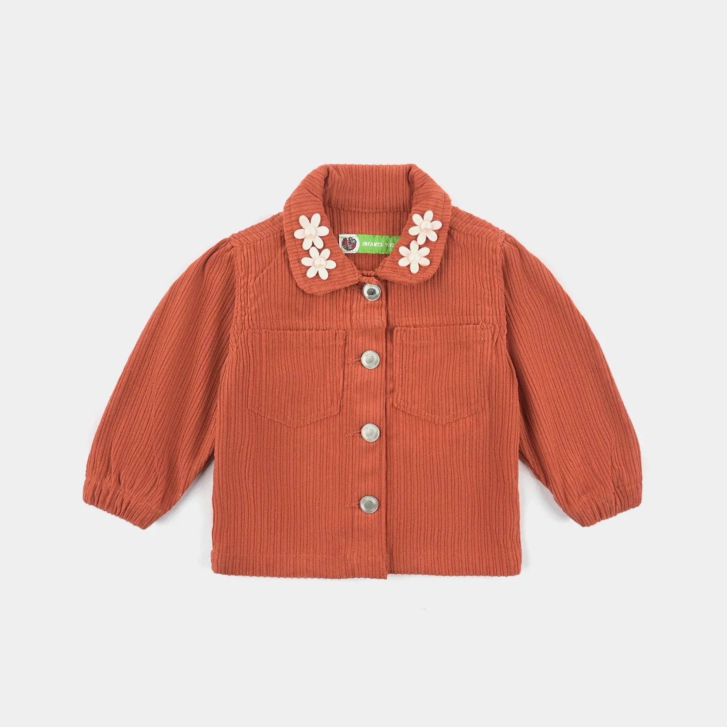 Infant Girls Corduroy Woven Jacket Pearls-Rust