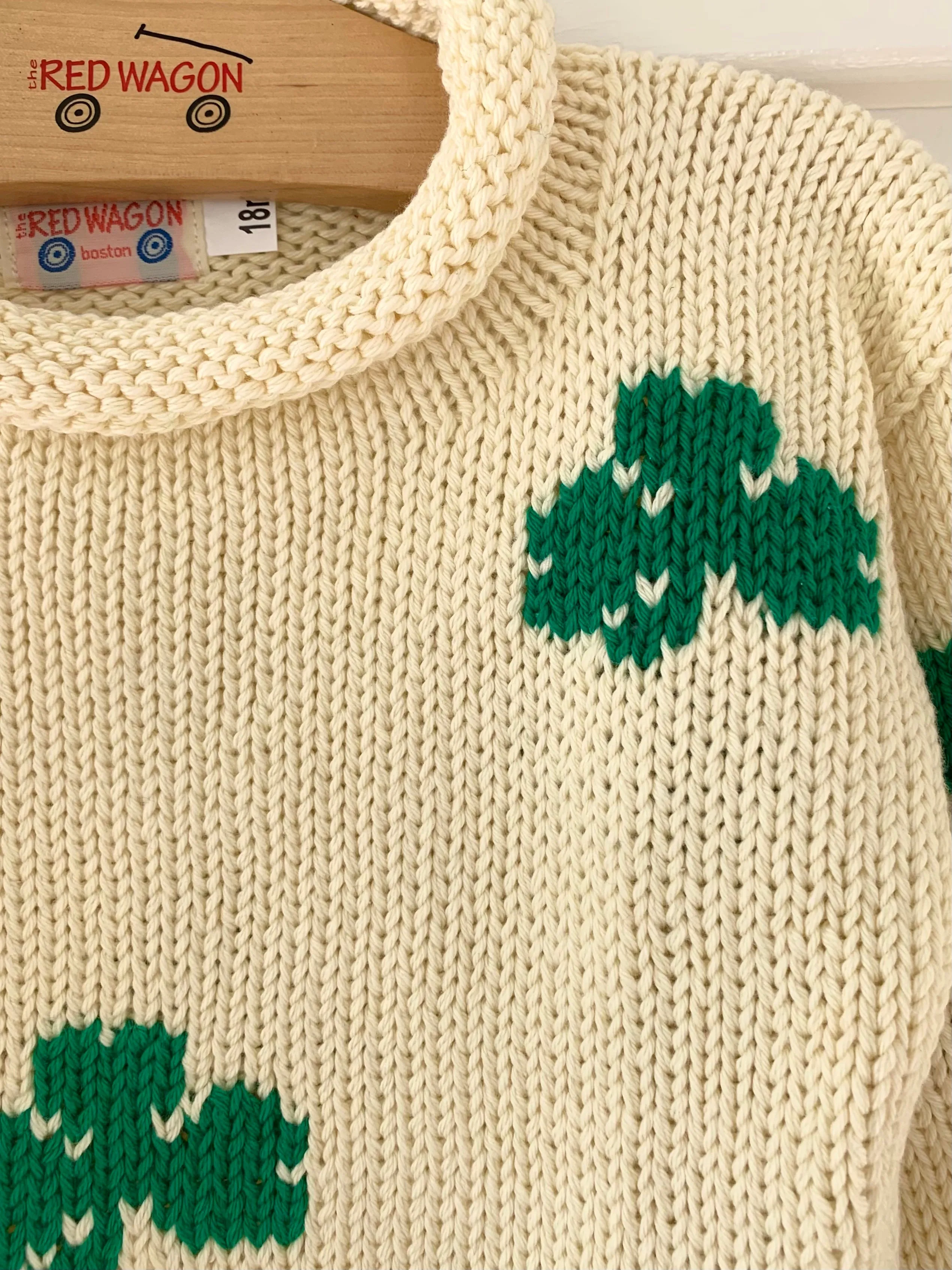 Ivory Shamrock Roll Neck Sweater