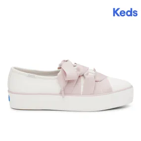 Keds Womens' Point Slip Leather Ballet White/Pink (WH68180)