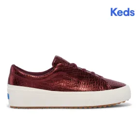 Keds Womens' Remi Embossed Leather Burgundy  (WH68098)