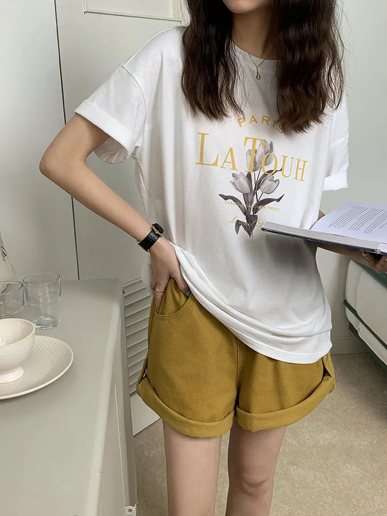 [Korean Style] Graphic Print  Loose Fit Versatile Short Sleeve T-Shirt