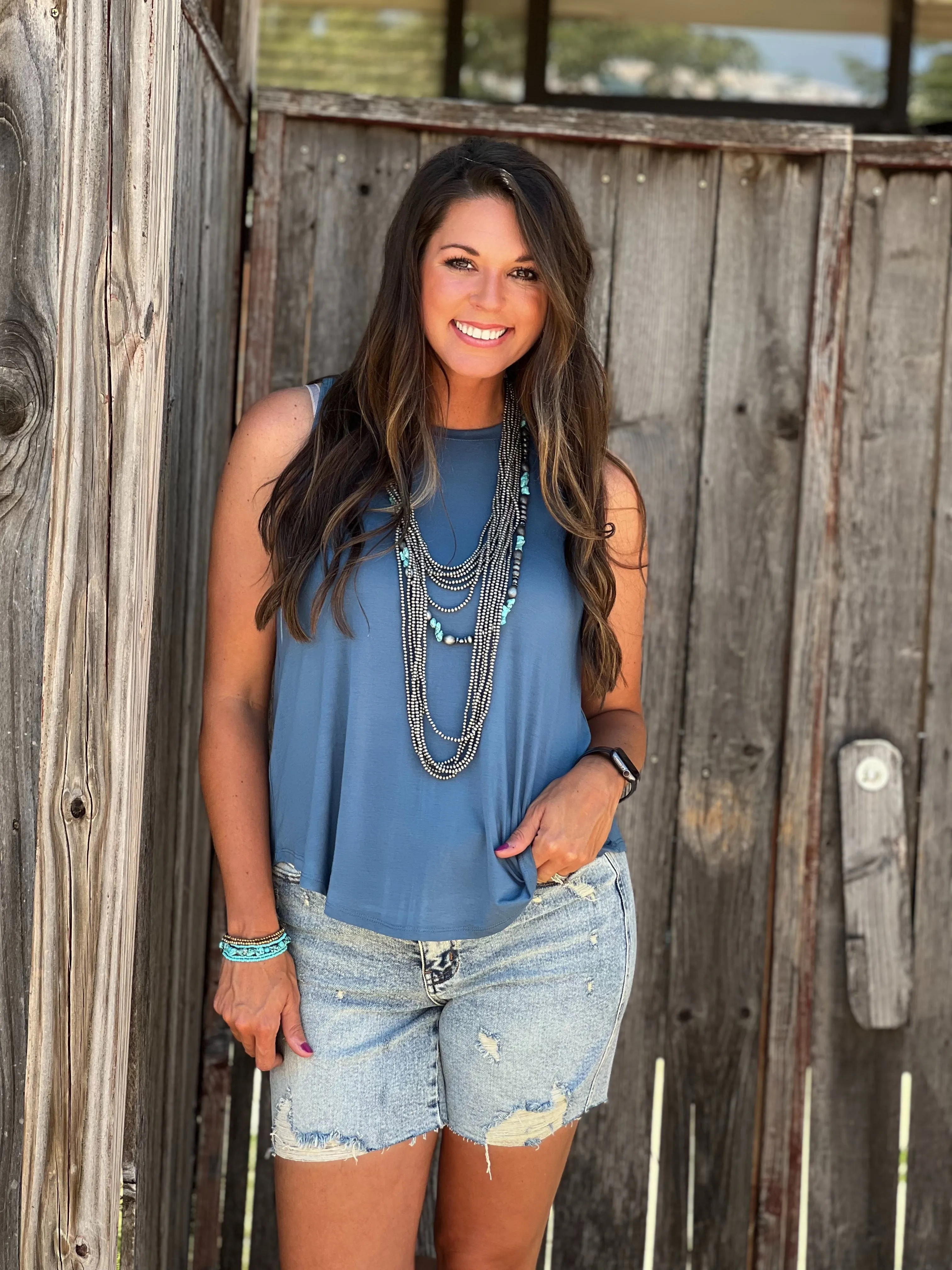 Lily Deep Blue Sleeveless Top