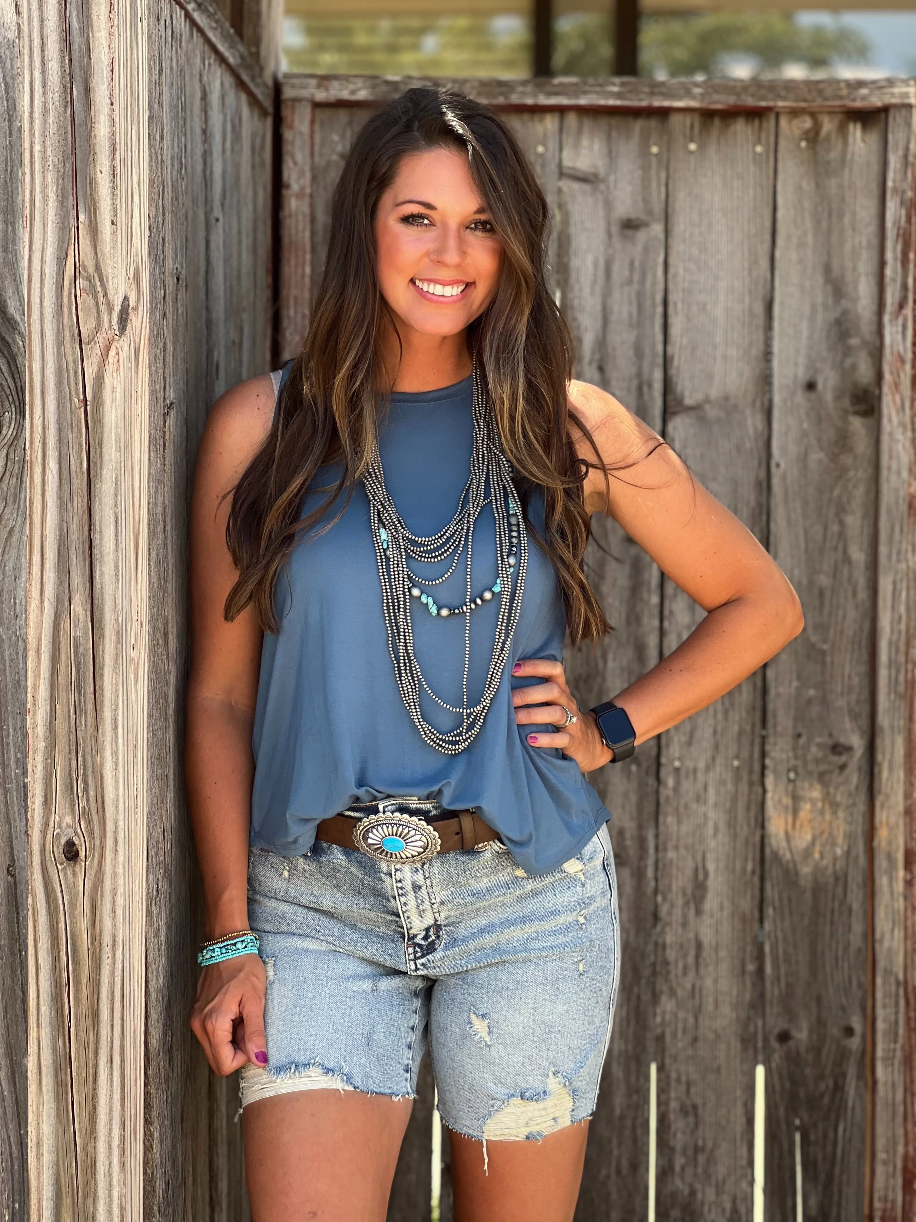 Lily Deep Blue Sleeveless Top