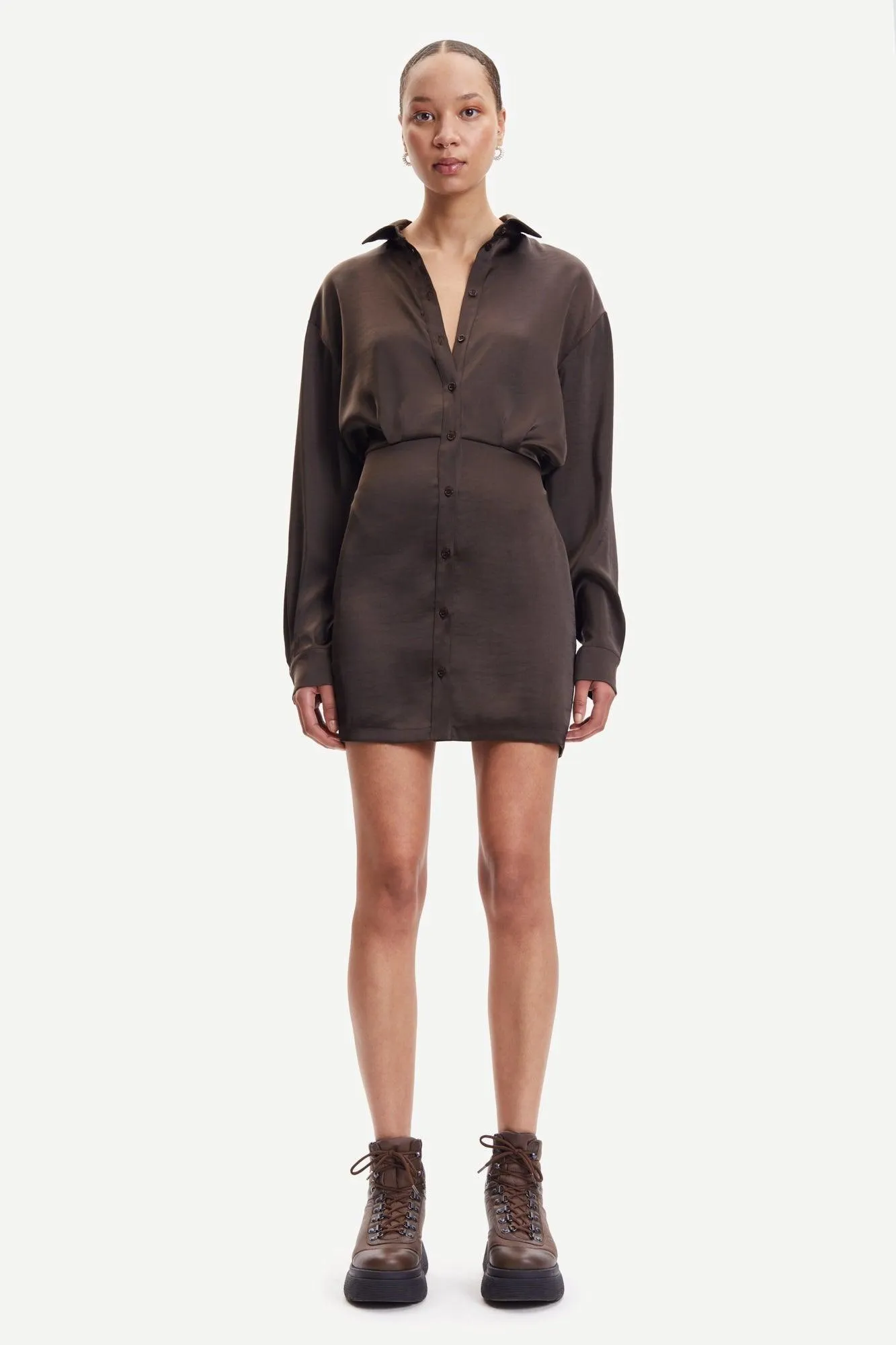 Liza Espresso Shirt Dress