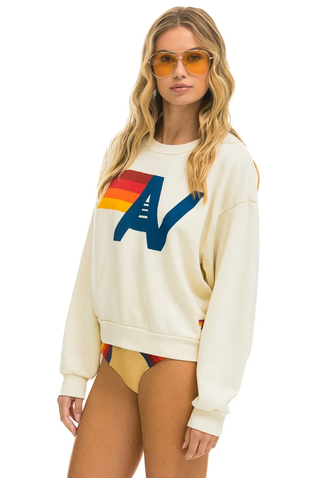 LOGO RELAXED CREW SWEATSHIRT - VINTAGE WHITE