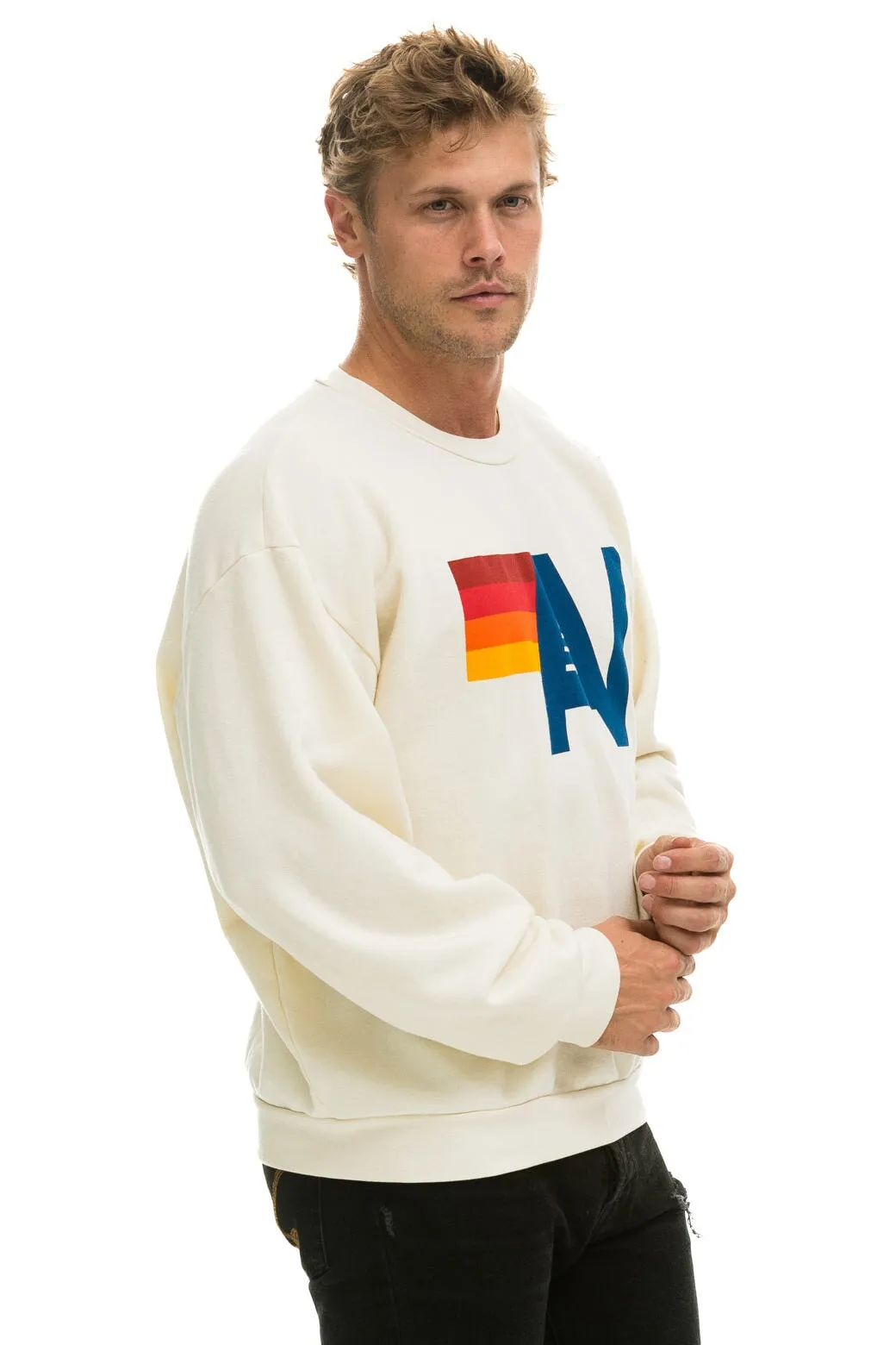 LOGO RELAXED CREW SWEATSHIRT - VINTAGE WHITE