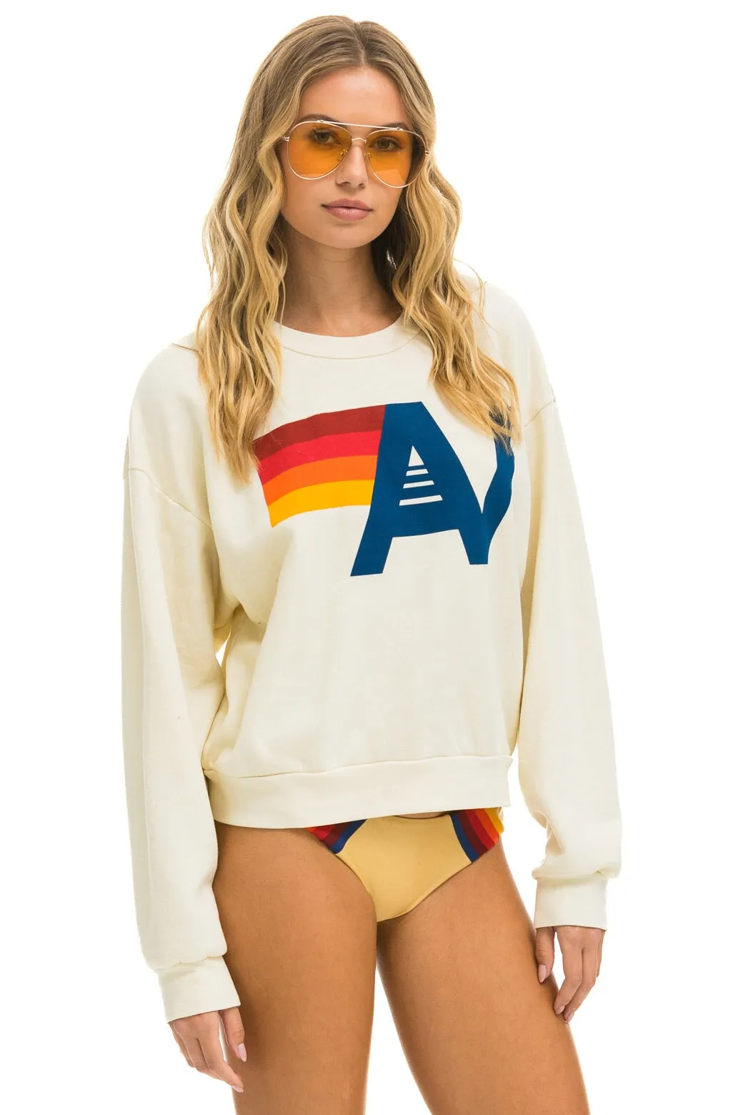 LOGO RELAXED CREW SWEATSHIRT - VINTAGE WHITE