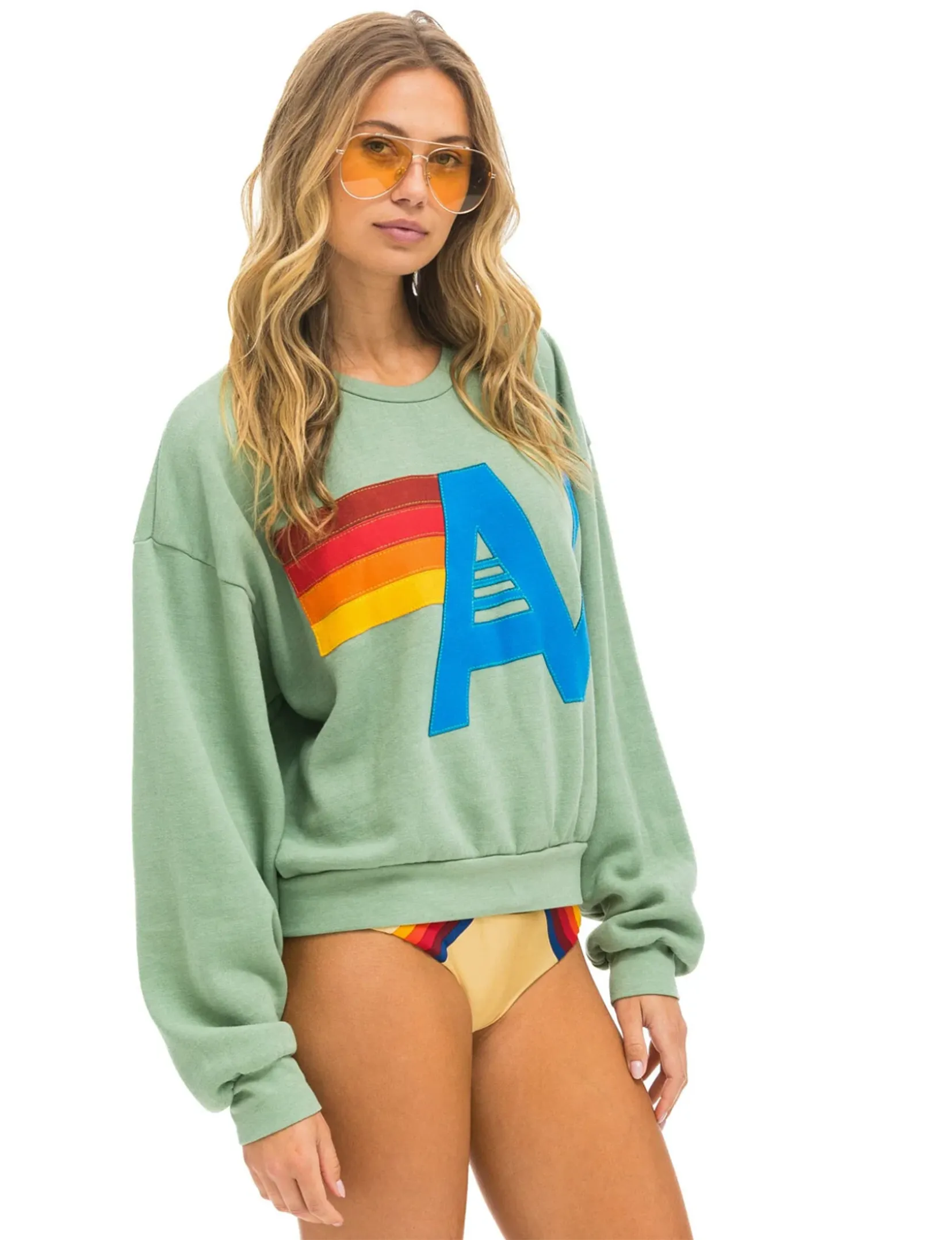 Logo Stitch Relaxed Crew Sweatshirt, Sage