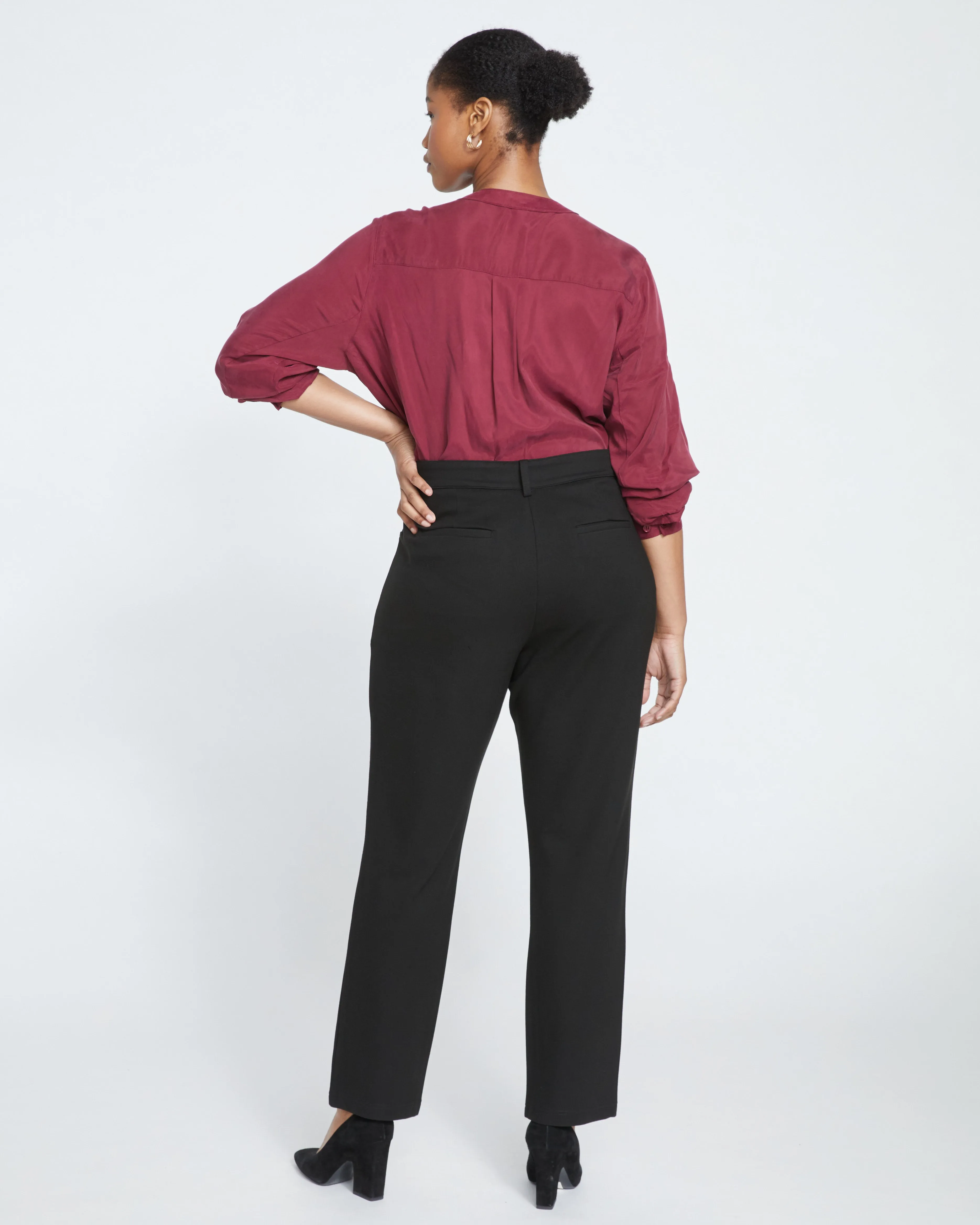 Long Cigarette Ponte Pants - Black