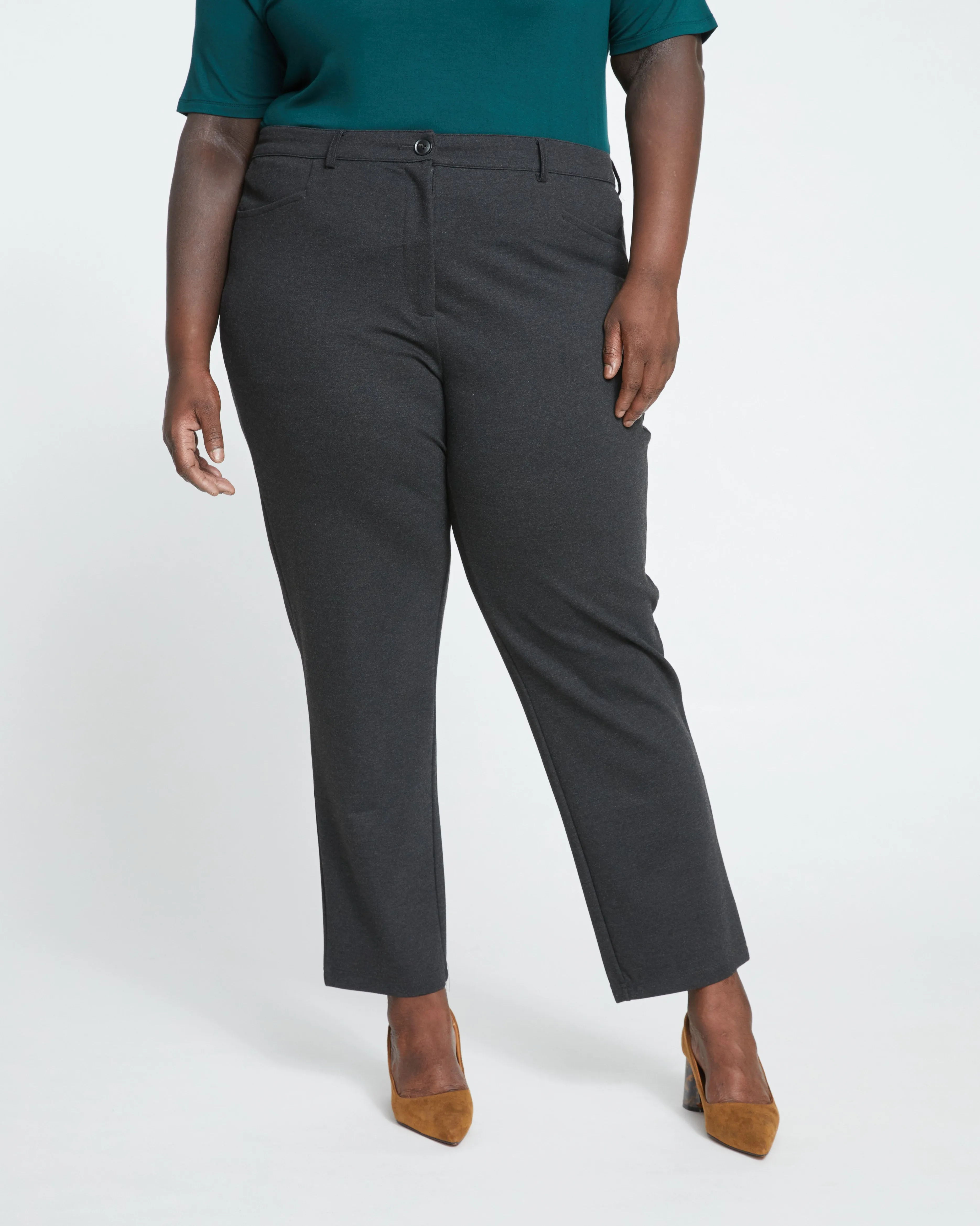 Long Cigarette Ponte Pants - Graphite