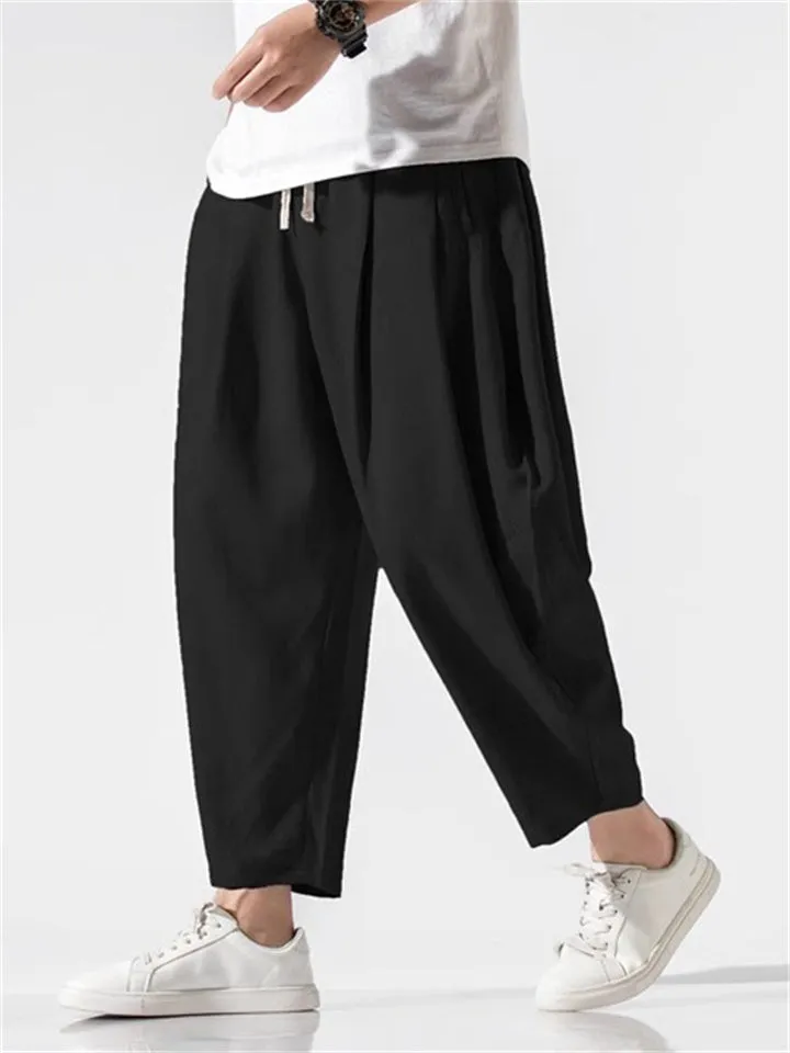 Male Chinese Style Relaxed Summer Wide Leg Pants