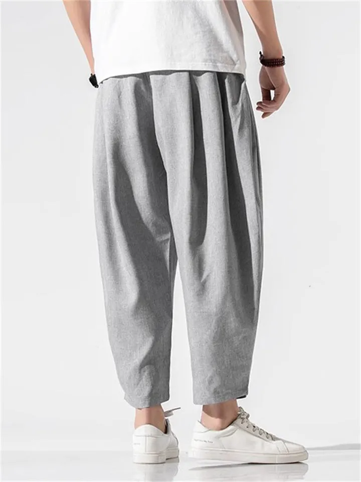 Male Chinese Style Relaxed Summer Wide Leg Pants