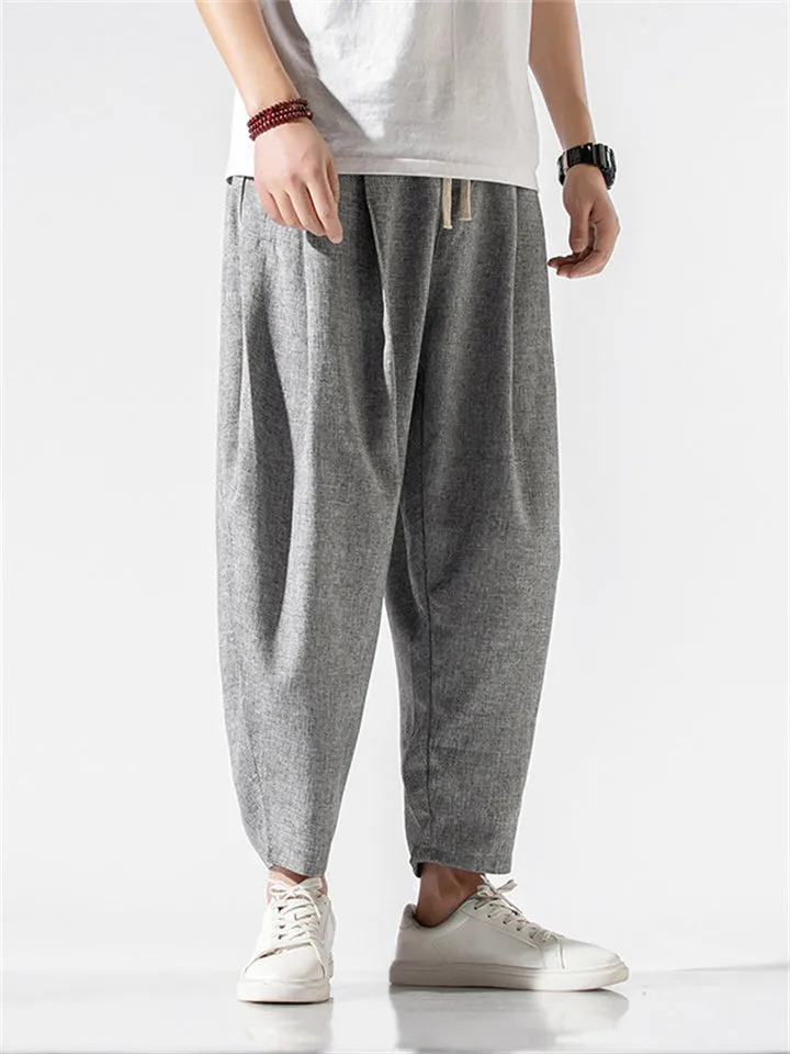 Male Chinese Style Relaxed Summer Wide Leg Pants