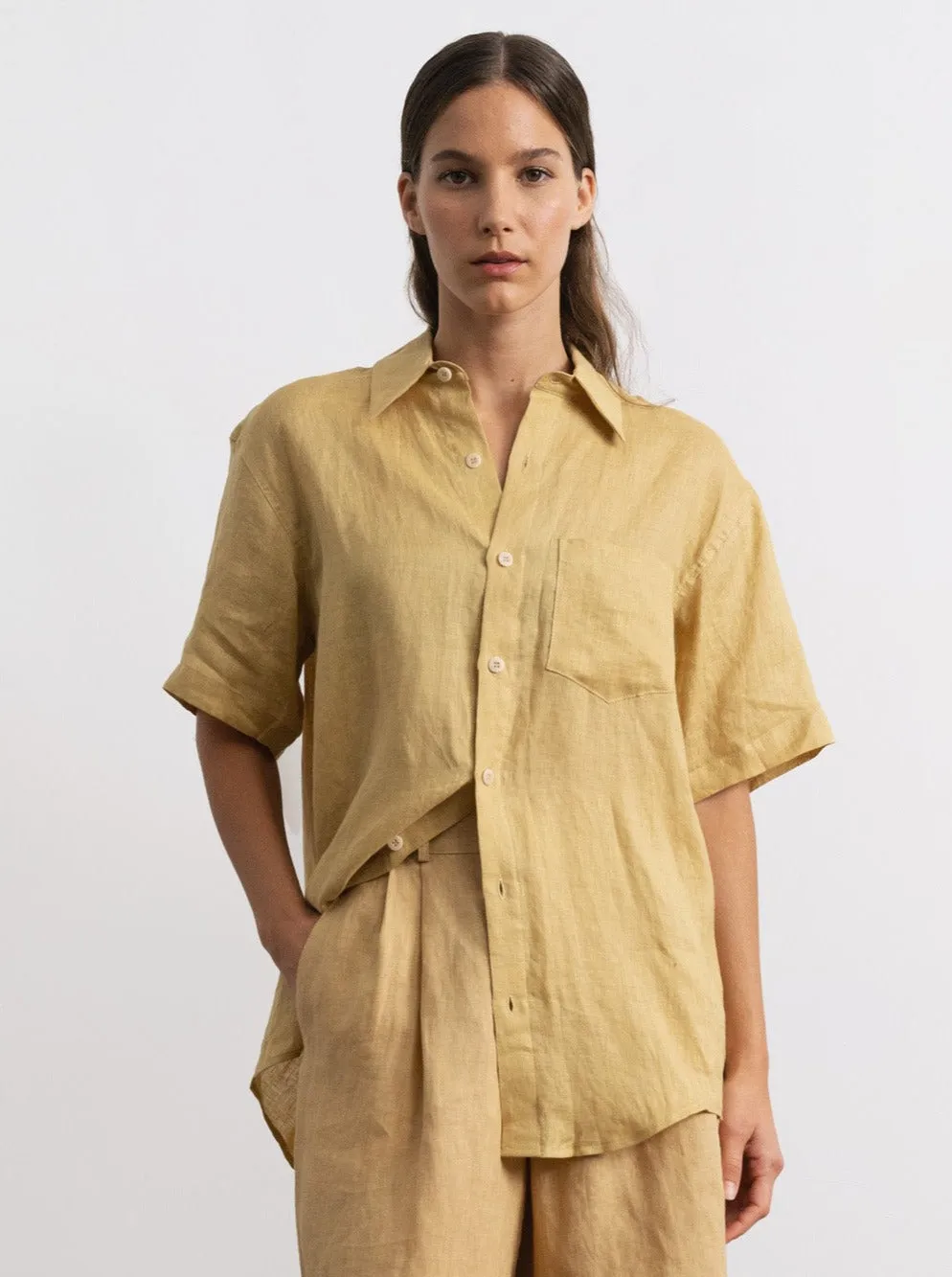 Marlowe Shirt, Light Linen, Hay