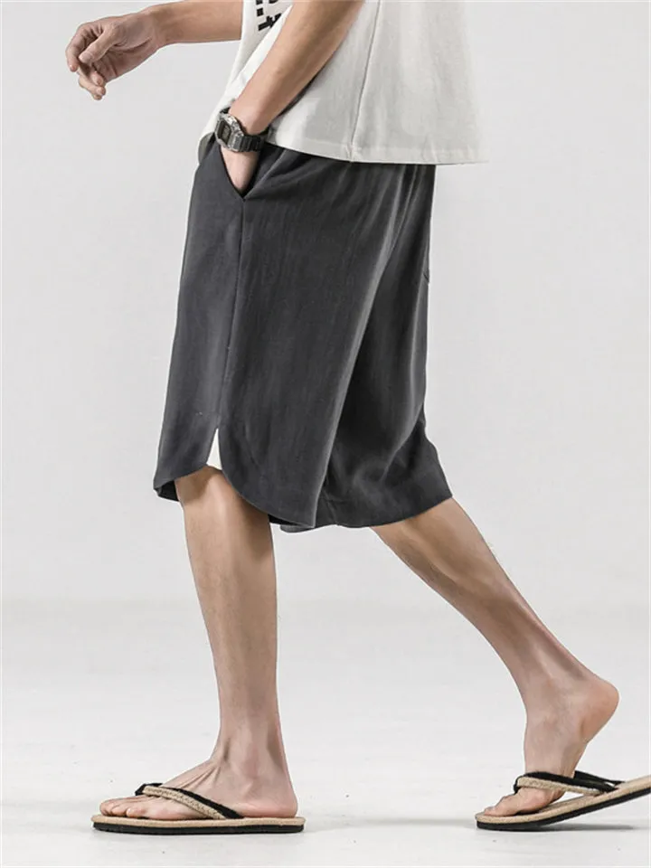 Men's Casual Relaxed Cotton Linen Sport Shorts for Summer