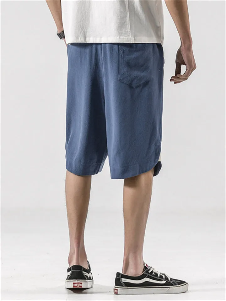 Men's Casual Relaxed Cotton Linen Sport Shorts for Summer