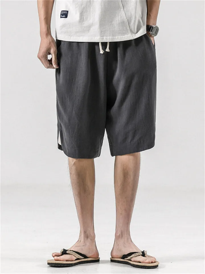 Men's Casual Relaxed Cotton Linen Sport Shorts for Summer