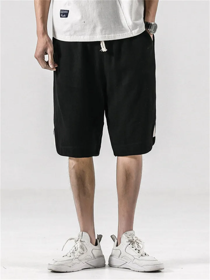 Men's Casual Relaxed Cotton Linen Sport Shorts for Summer