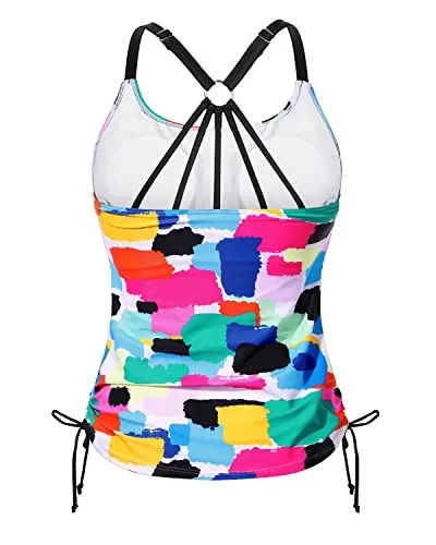 Modest Coverage & Comfort Tankini Top Womens Tankini Swim Top-Aqua