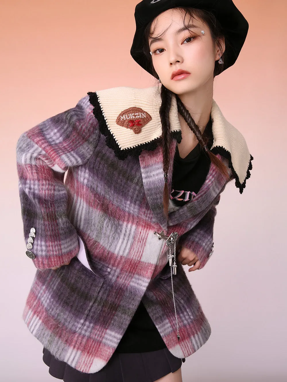 MUKZIN Plaid Cassic Versatile Warm Campus Style Coat