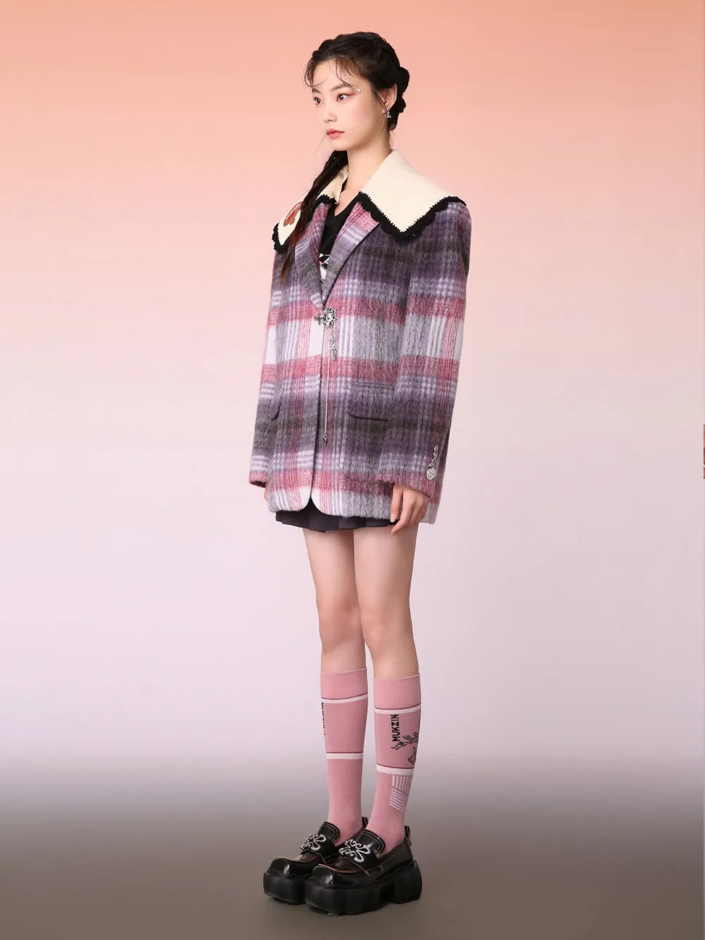 MUKZIN Plaid Cassic Versatile Warm Campus Style Coat