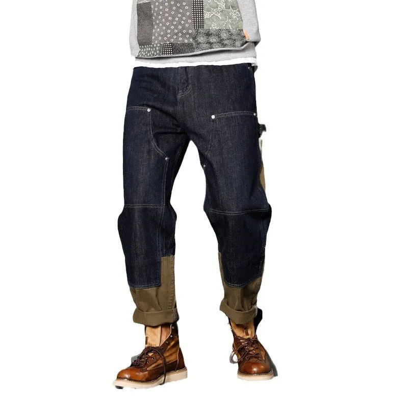 Multi-pocket Stitching Design Straight Denim Jeans