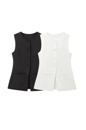 'Natalia' Versatile Sleeveless Round-Neck Vest