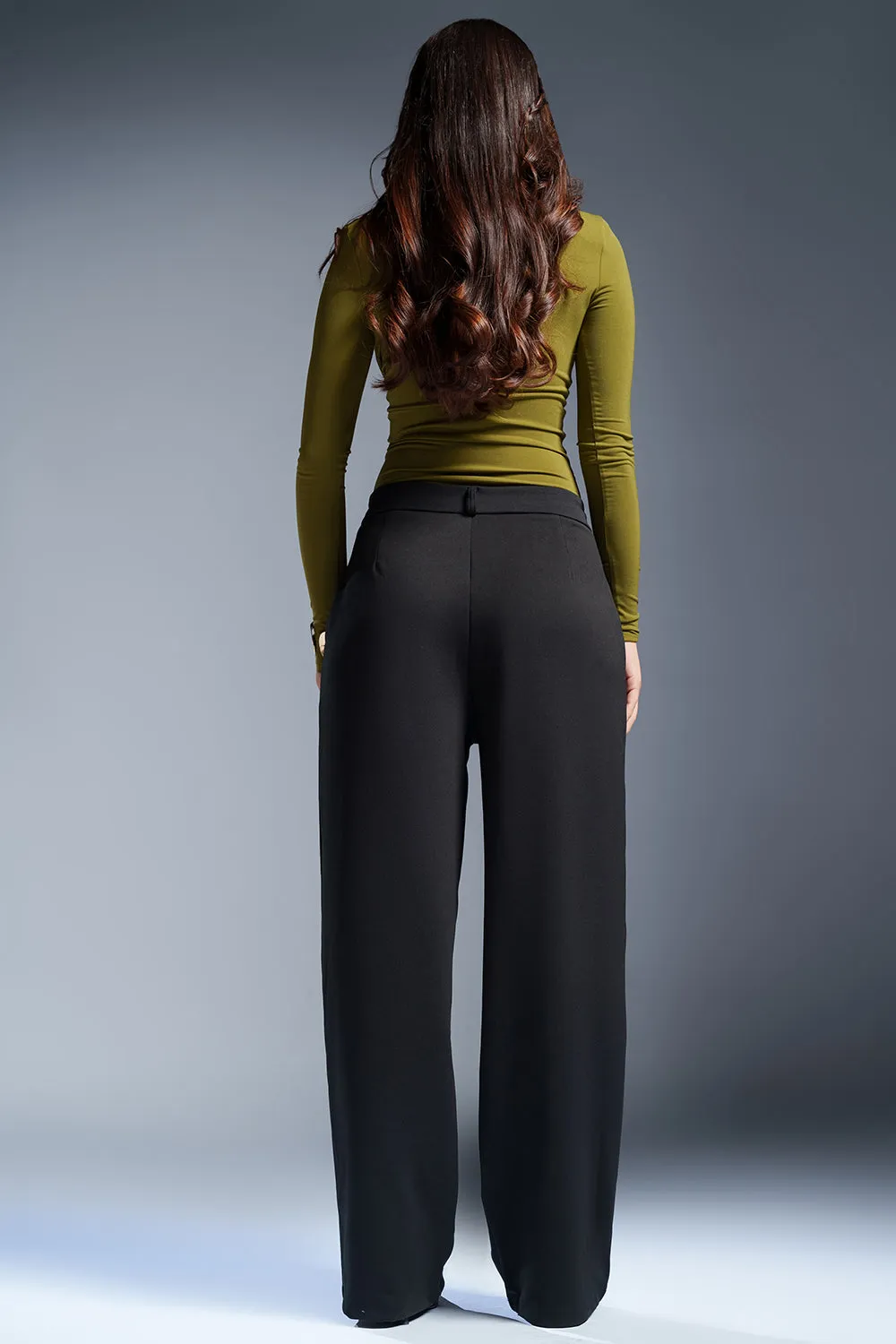 Piano Black Women's Textured Korean Pants