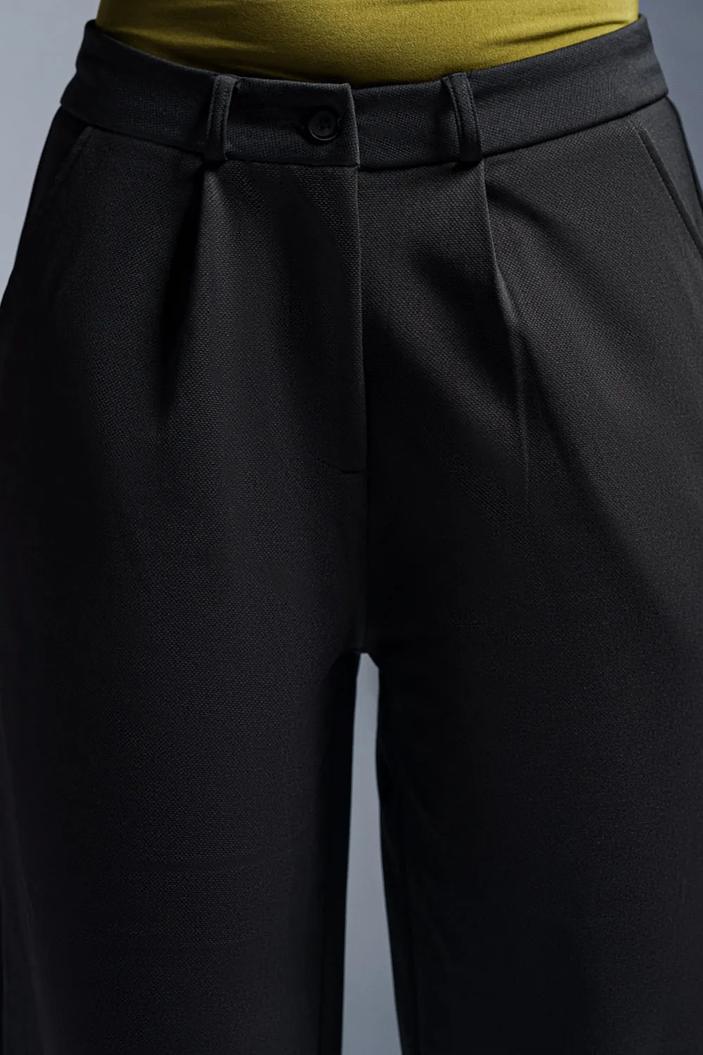 Piano Black Women's Textured Korean Pants