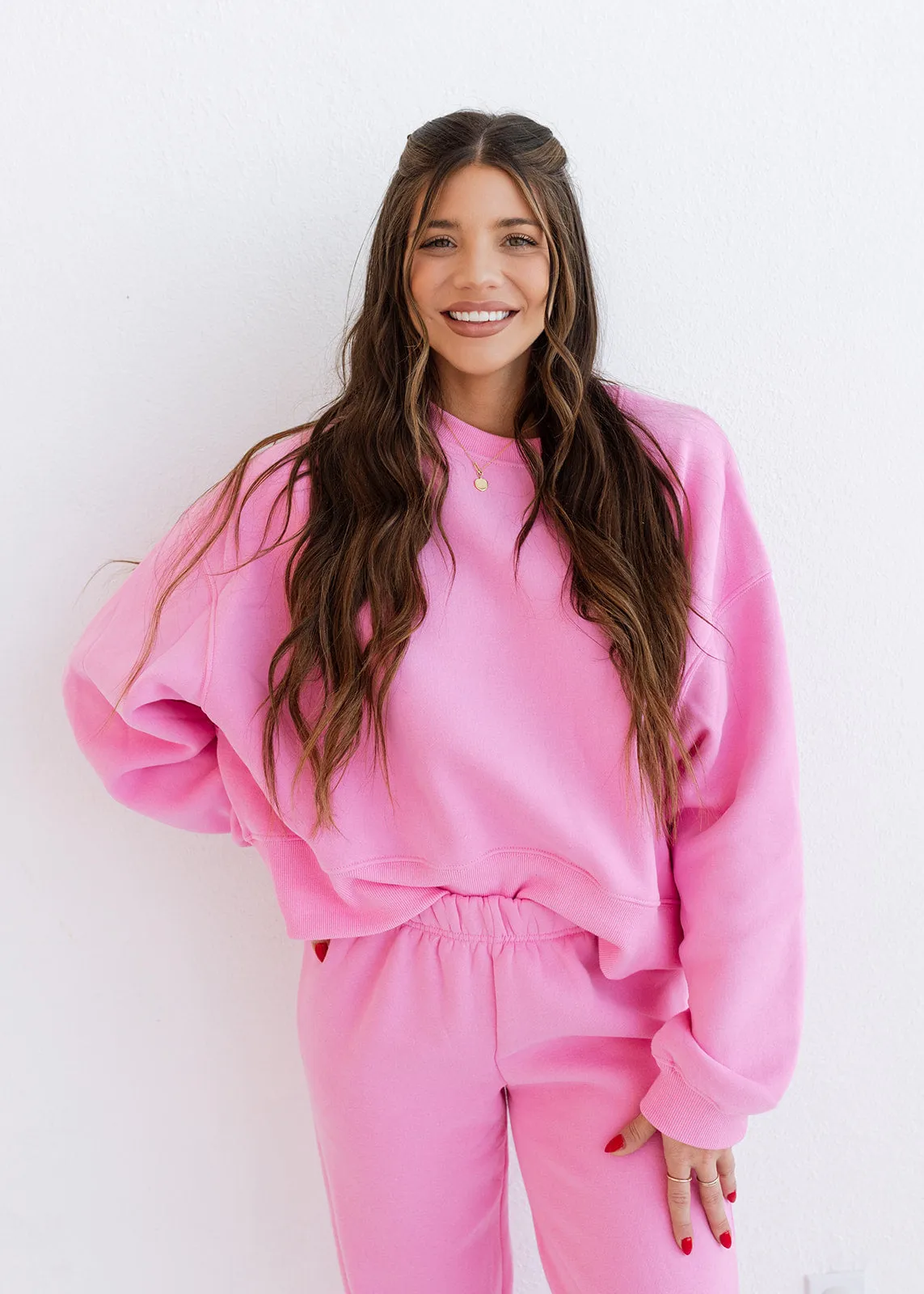 Pink Dropped Shoulder Sweatshirt