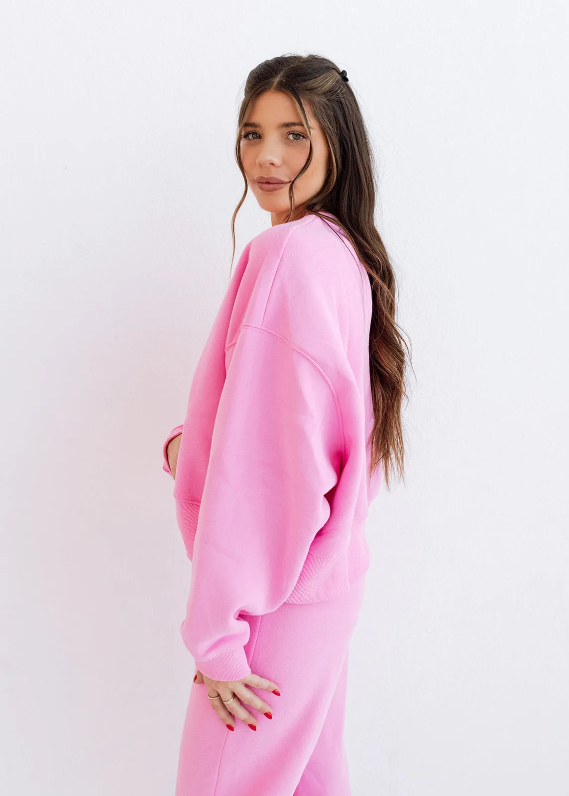 Pink Dropped Shoulder Sweatshirt