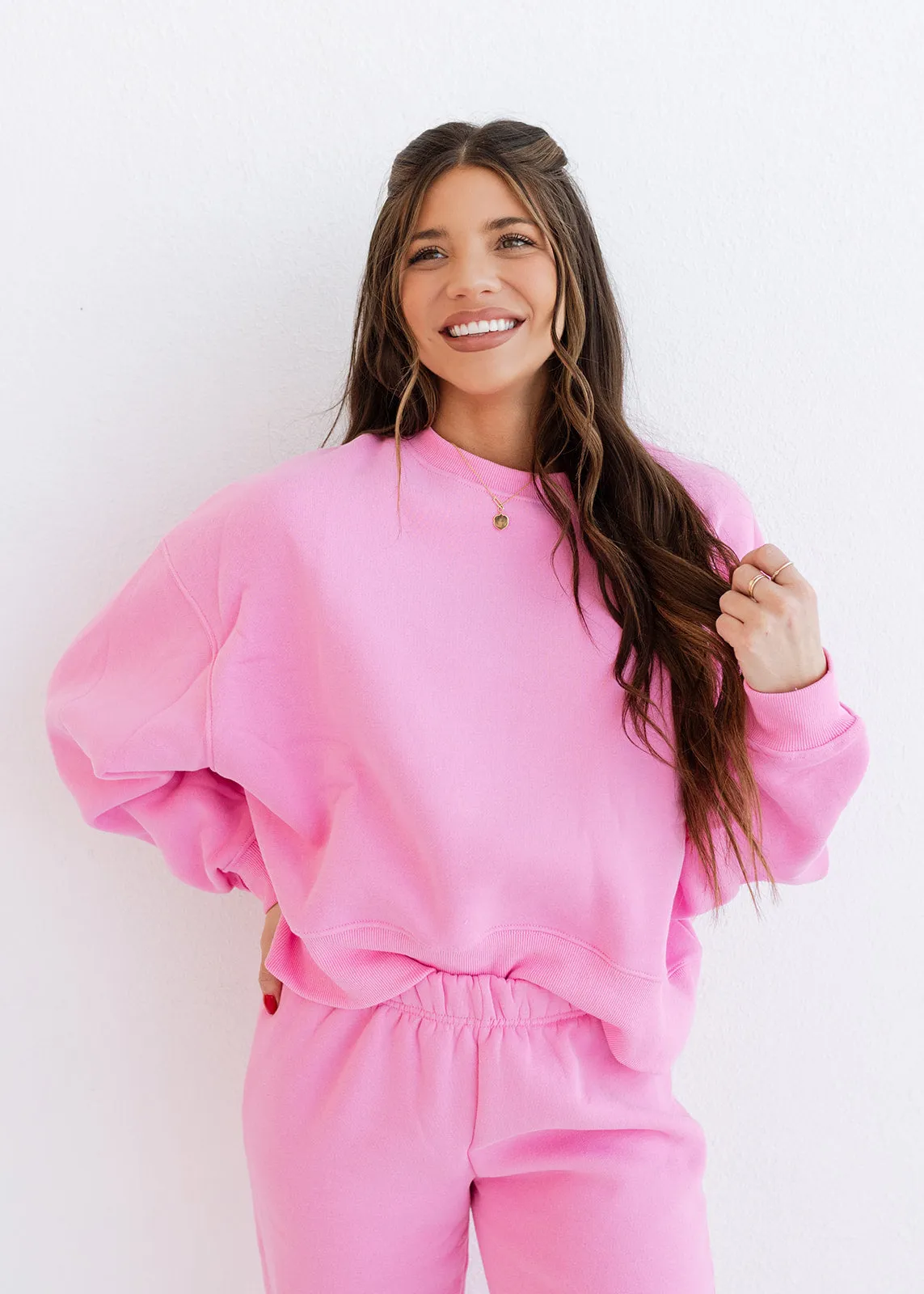 Pink Dropped Shoulder Sweatshirt