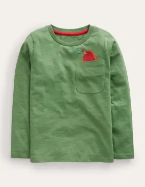 Pocket Logo T-shirt-Safari Green Robin