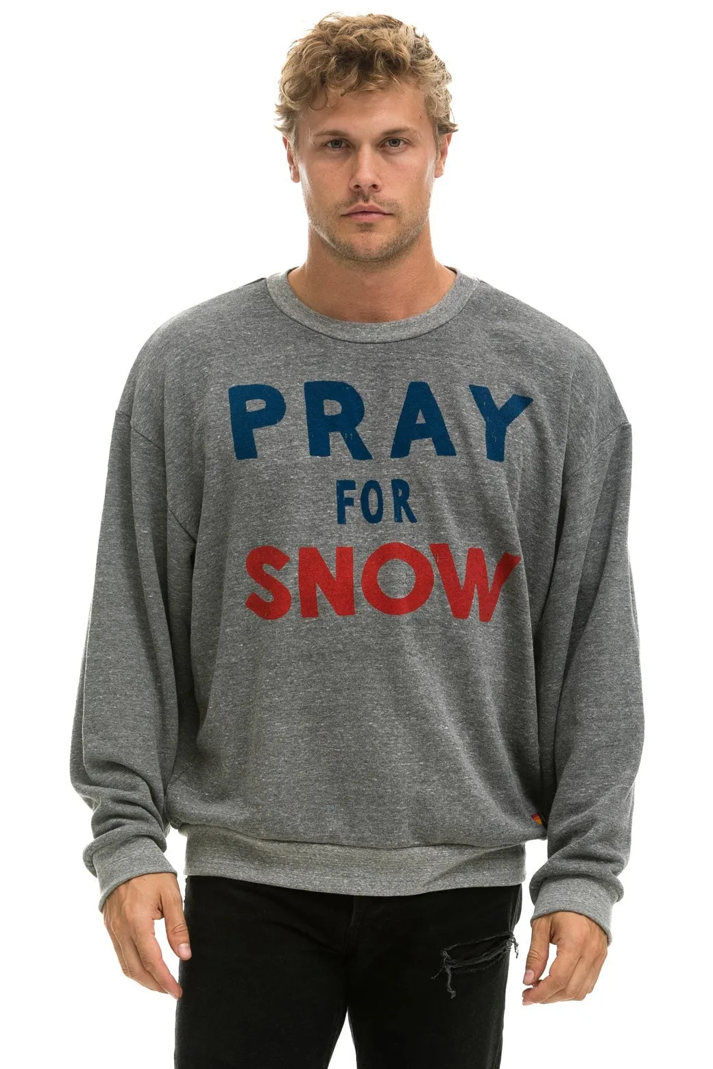 PRAY FOR SNOW RELAXED CREW SWEATSHIRT - HEATHER