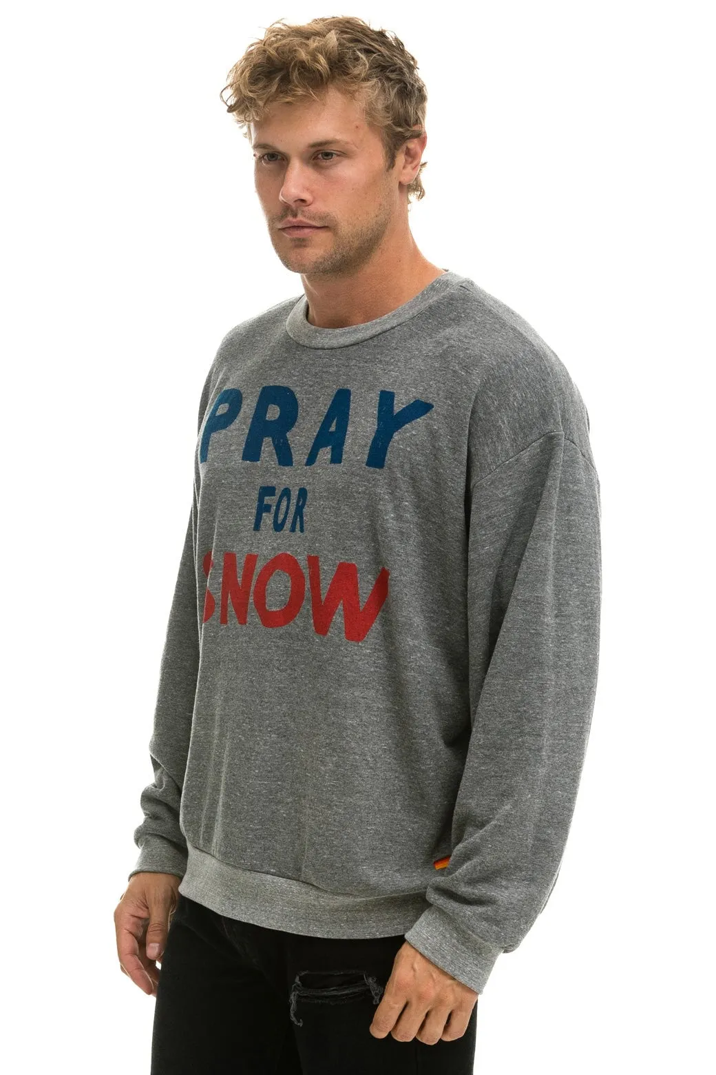 PRAY FOR SNOW RELAXED CREW SWEATSHIRT - HEATHER