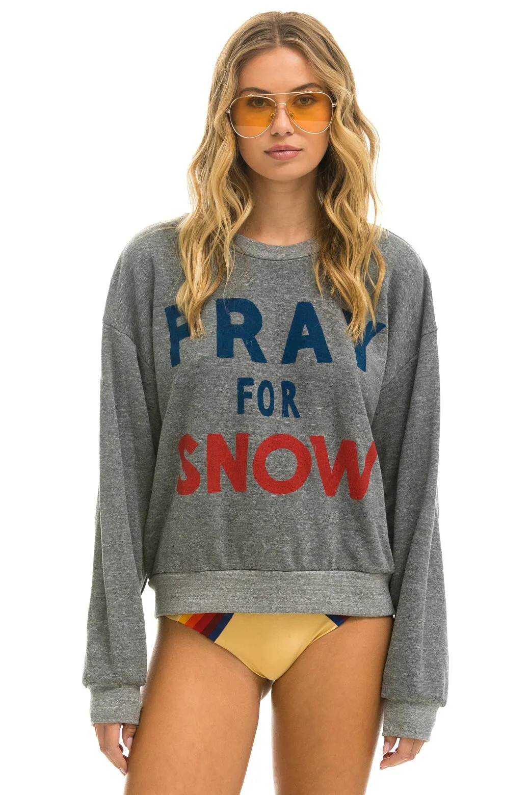 PRAY FOR SNOW RELAXED CREW SWEATSHIRT - HEATHER