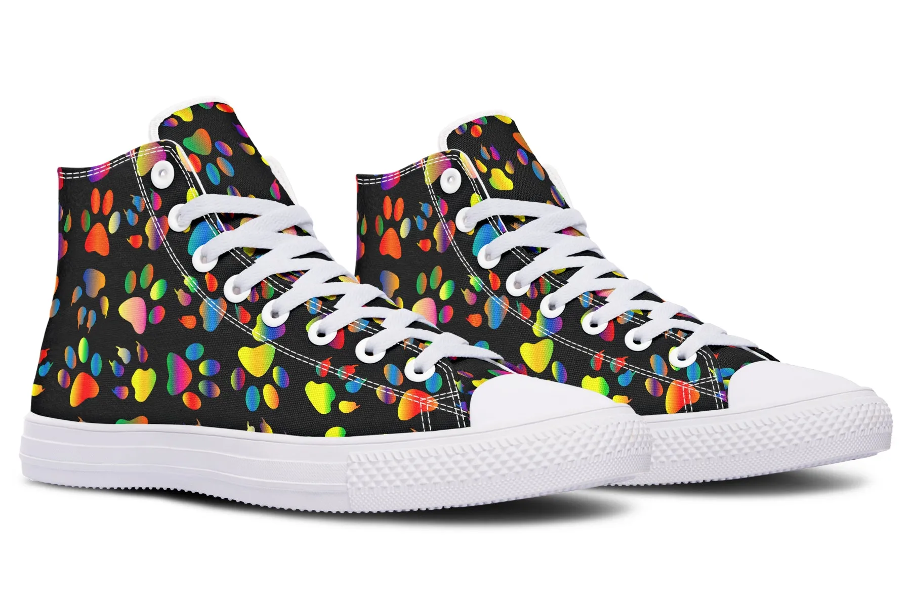 Rainbow Paw Prints High Tops