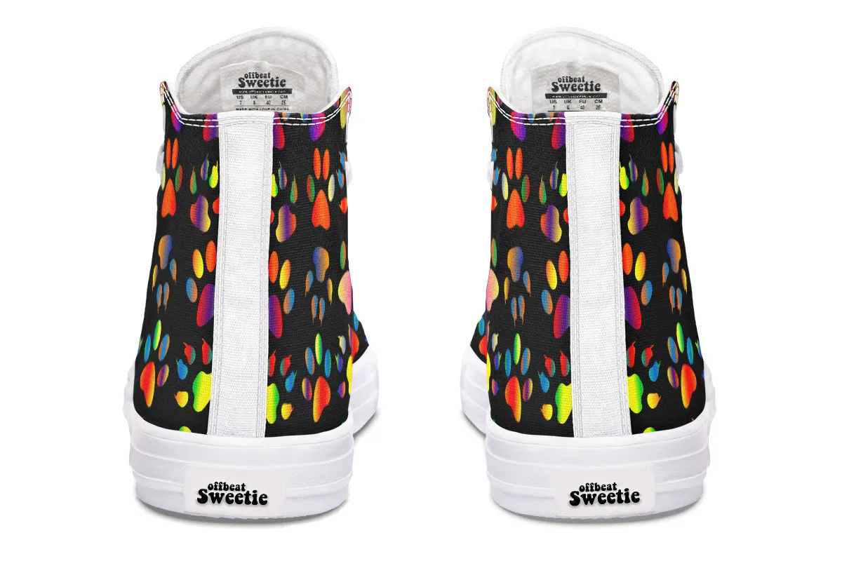 Rainbow Paw Prints High Tops