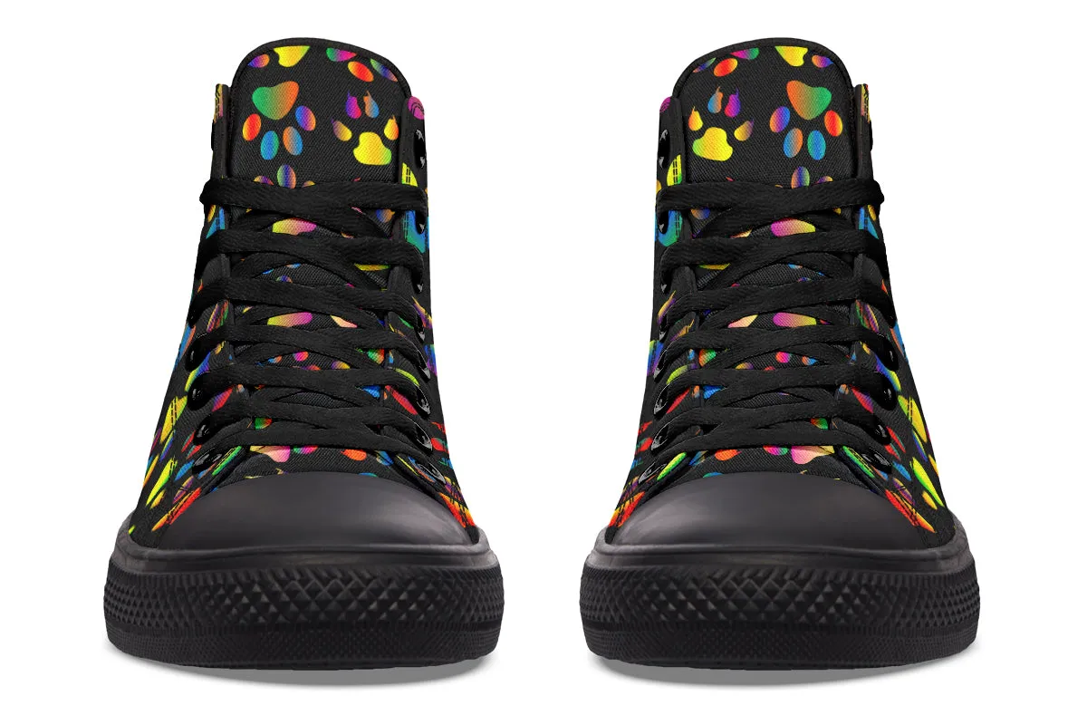 Rainbow Paw Prints High Tops