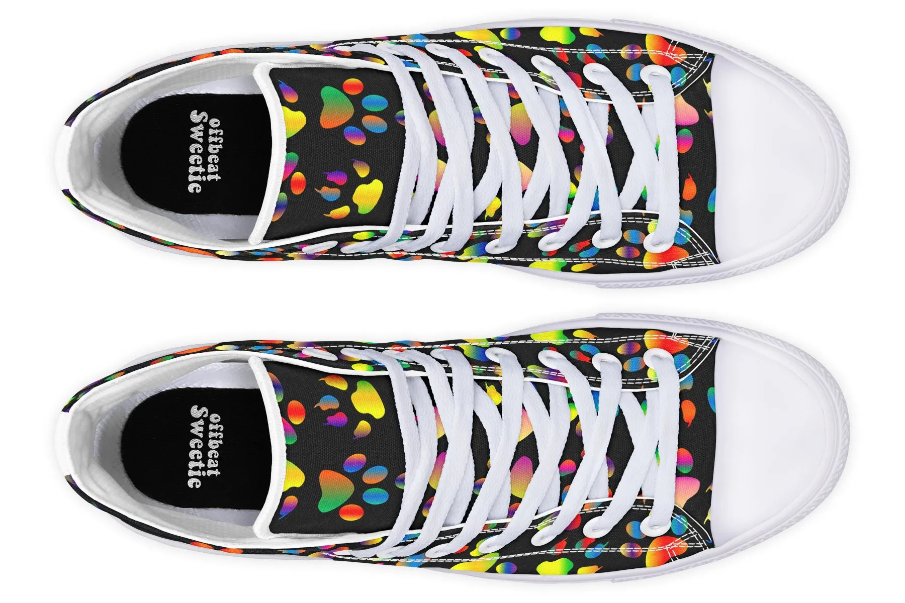 Rainbow Paw Prints High Tops