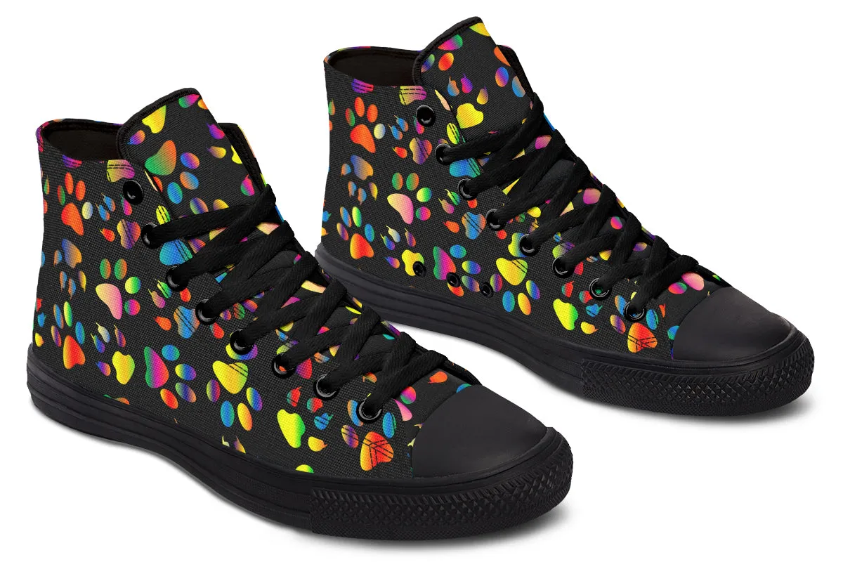 Rainbow Paw Prints High Tops