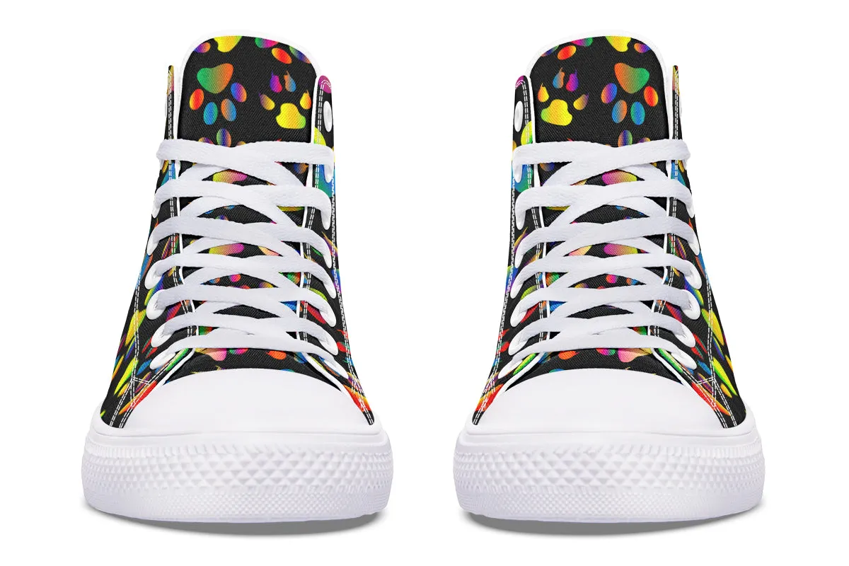 Rainbow Paw Prints High Tops