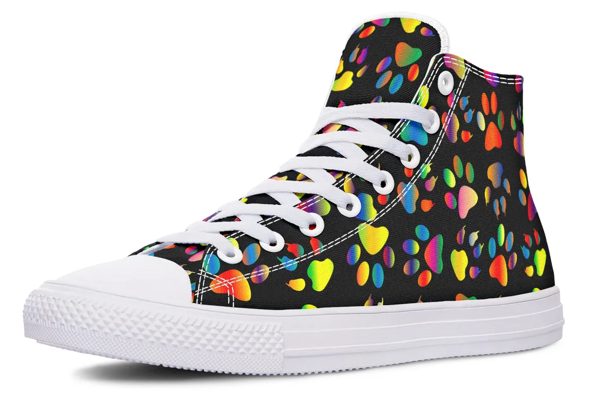 Rainbow Paw Prints High Tops