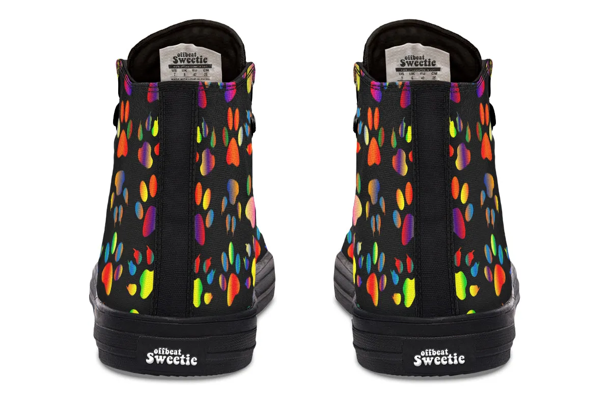 Rainbow Paw Prints High Tops