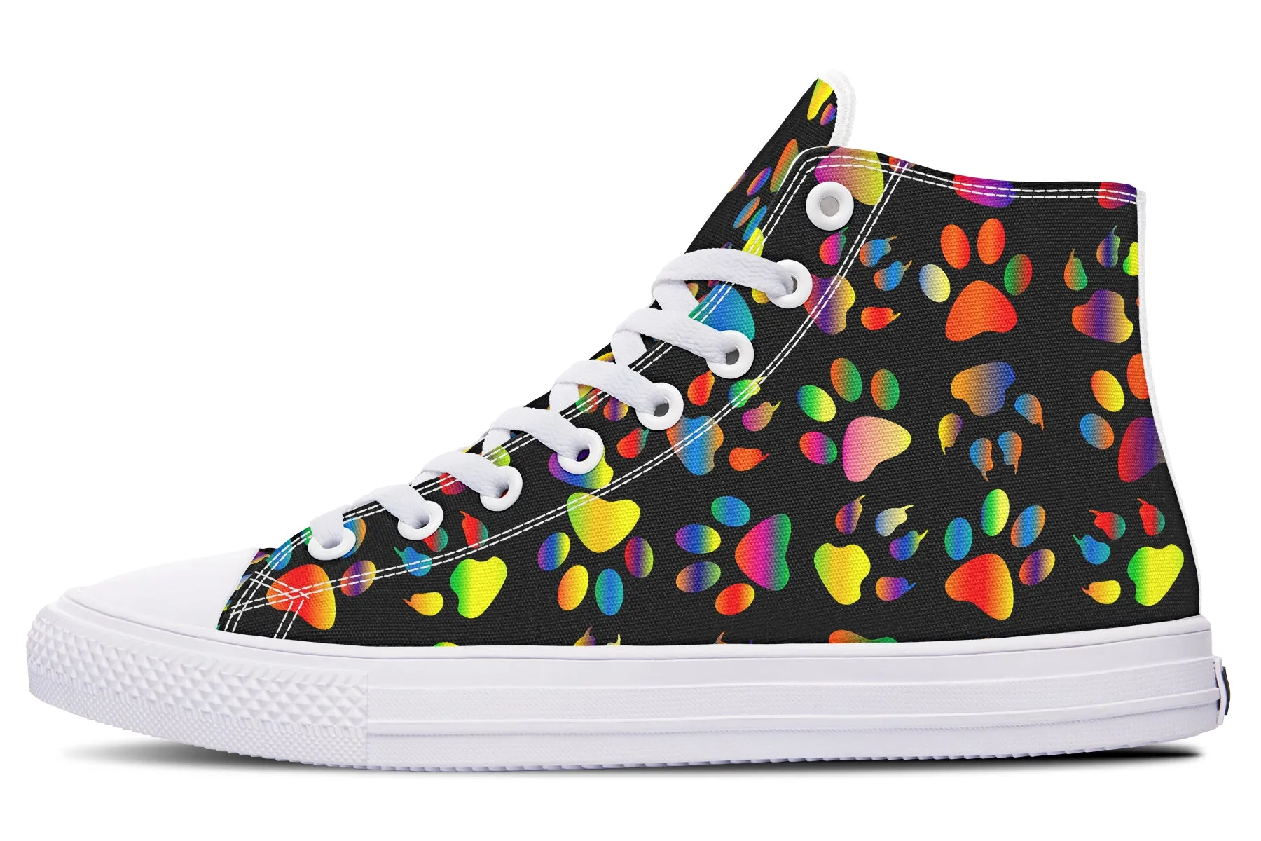 Rainbow Paw Prints High Tops