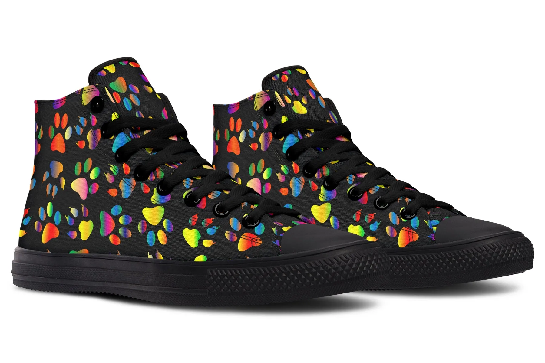 Rainbow Paw Prints High Tops