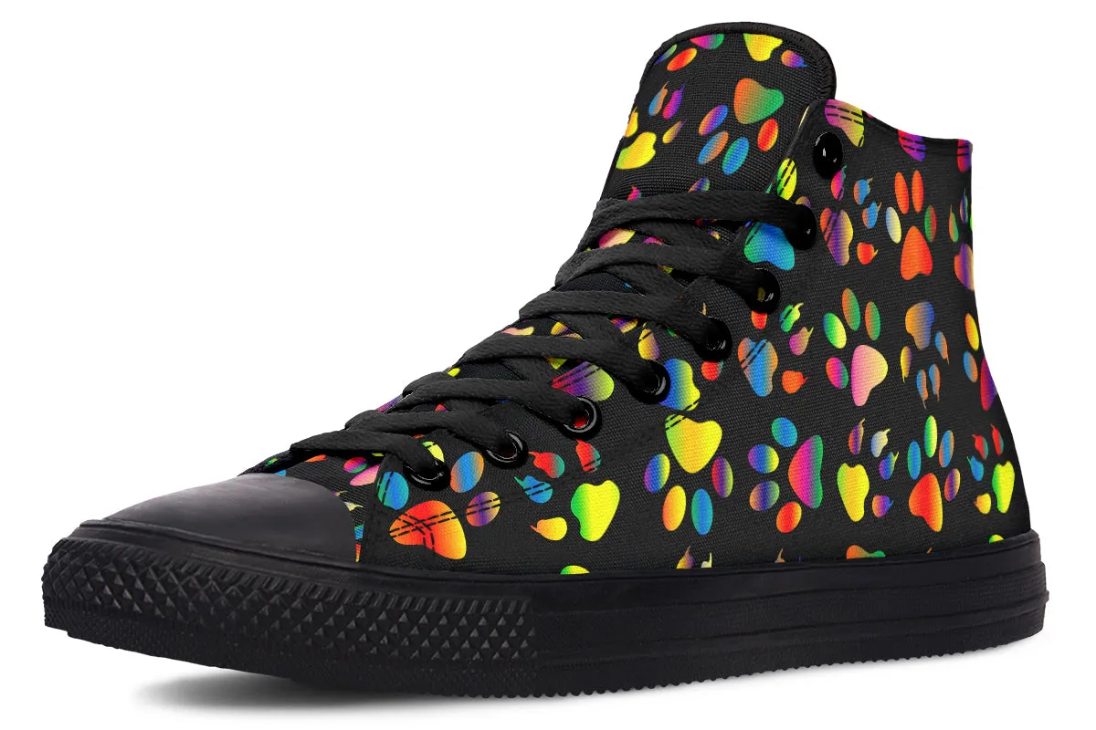 Rainbow Paw Prints High Tops