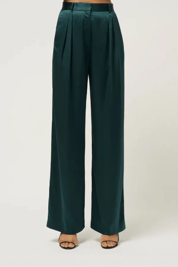 Relaxed Silk Boy Pant Green