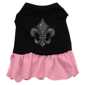 Silver Fleur de Lis Rhinestone Dress Black with Pink XXXL (20)