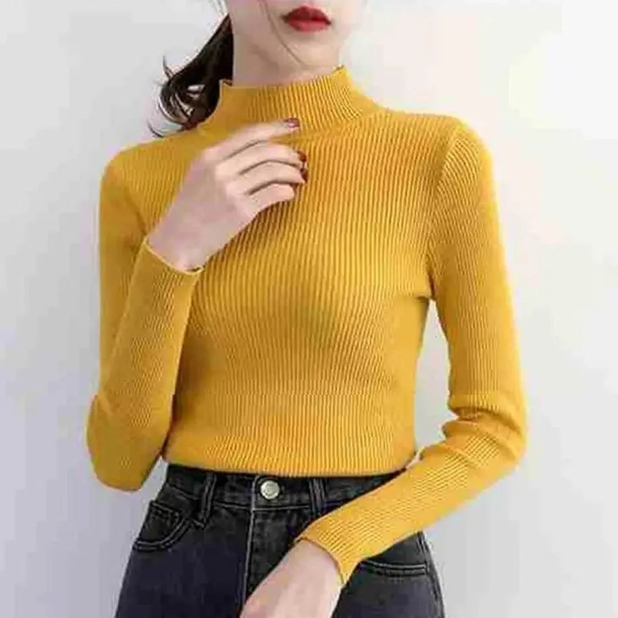 Slim-Fit Ribbed Mock Neck Tops